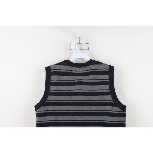 Vtg Tommy Hilfiger Mens M Faded Striped Color Block Thermal Knit Sweater Vest - Picture 9 of 10